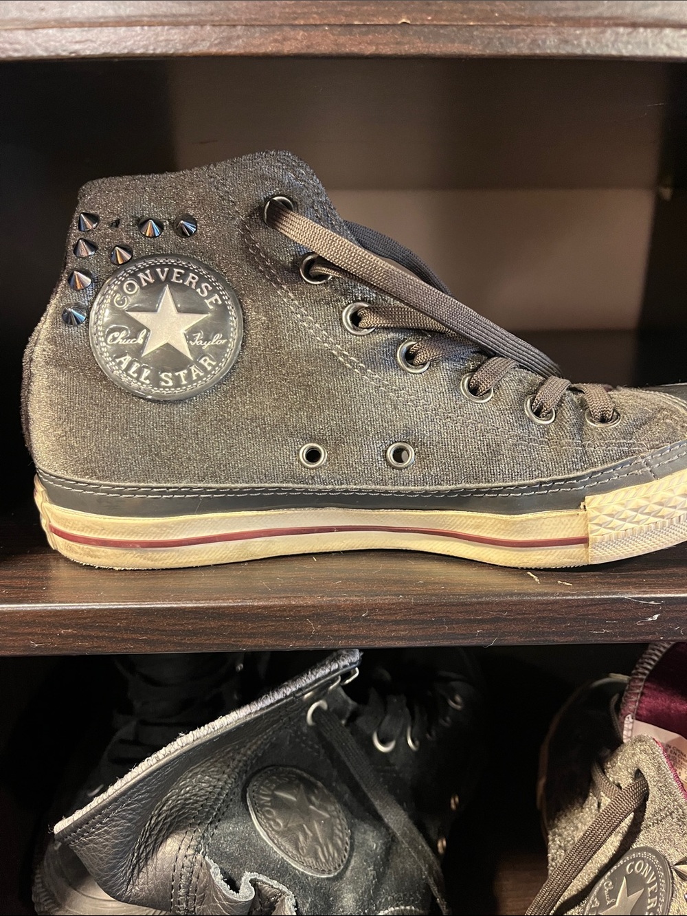 Converse Grey  High-Top Sneakers with Stud Detail